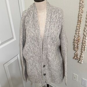 Free People Gray Cable Knit Cardigan